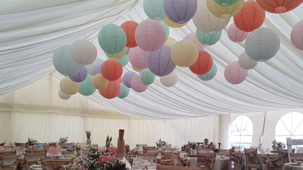 Pastel shop paper lanterns